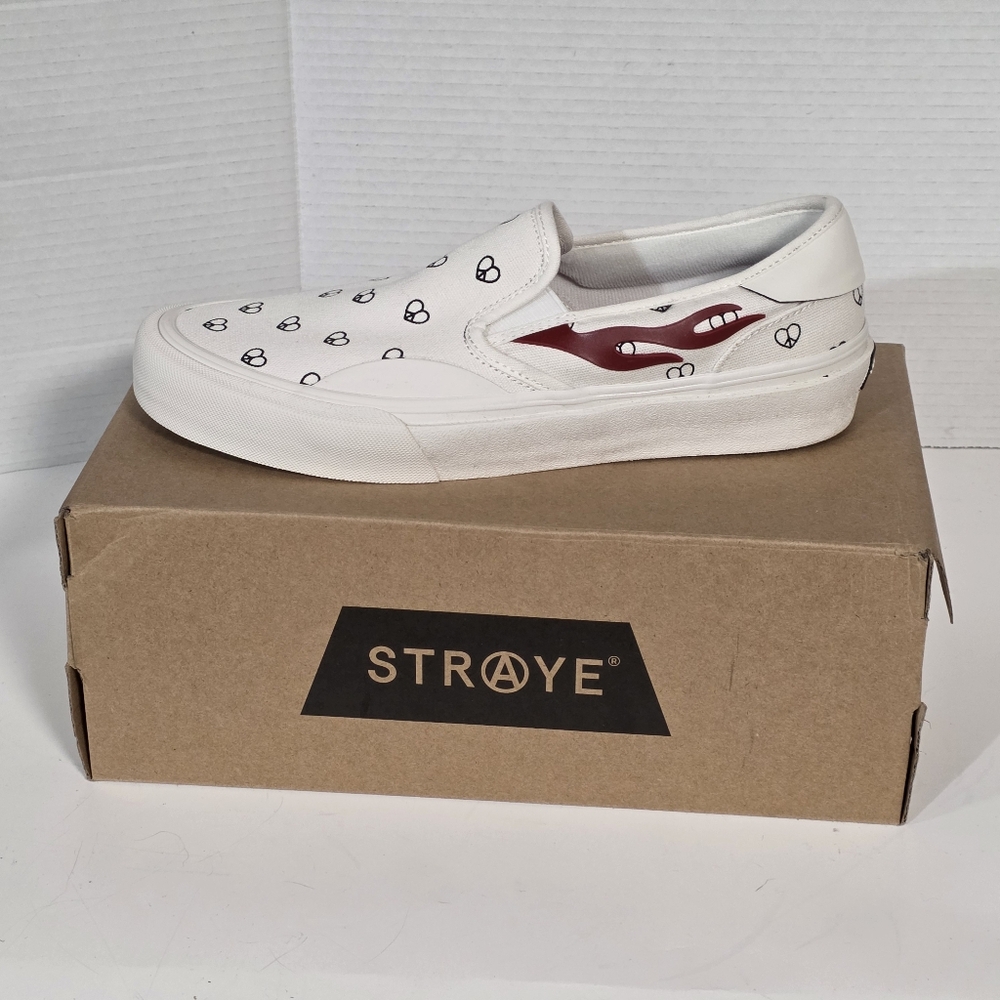 Straye Vista XR Peace & Love Slip On Sneakers Men's Size 11 White/ Red SVS2002